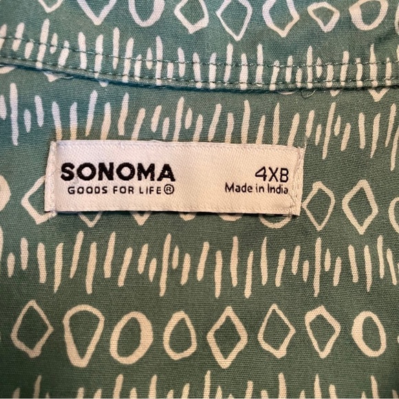 Sonoma Short Sleeve Men’s Green Pattered Shirt-Size 4XB - Picture 9 of 13